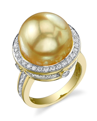 Golden Pearl & Diamond Bella Ring