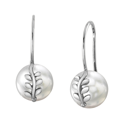 White South Sea Pearl Jayne Leaf Earrings