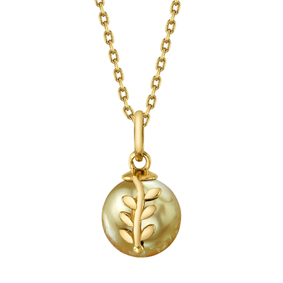 Golden South Sea Pearl & Jayne Leaf Pendant