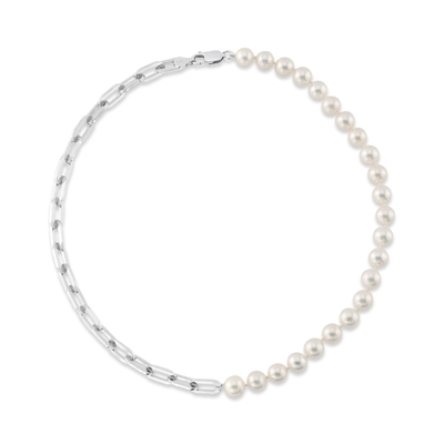 7mm White Freshwater Scarlett Pearl & Chain Necklace