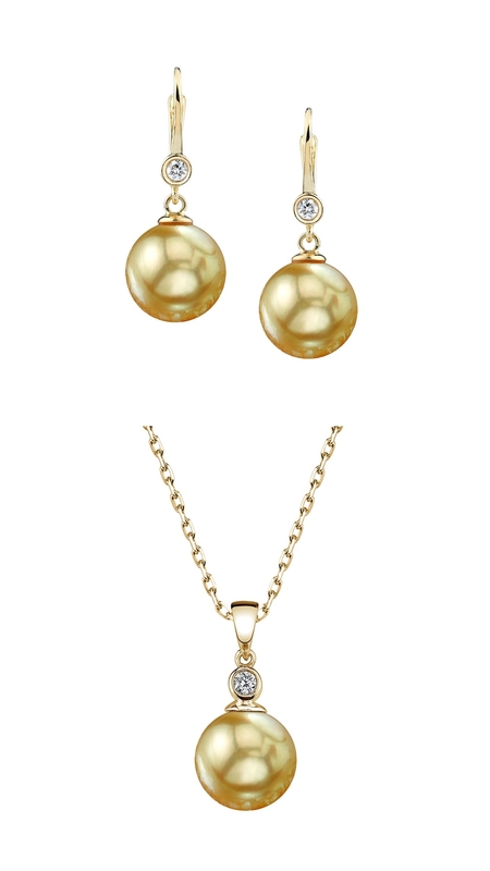Golden Pearl & Diamond Michelle Jewelry Set