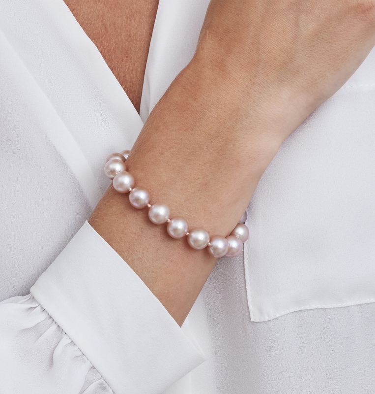 11-12mm Pink Freshwater Pearl Bracelet - AAAA Quality - Model Image