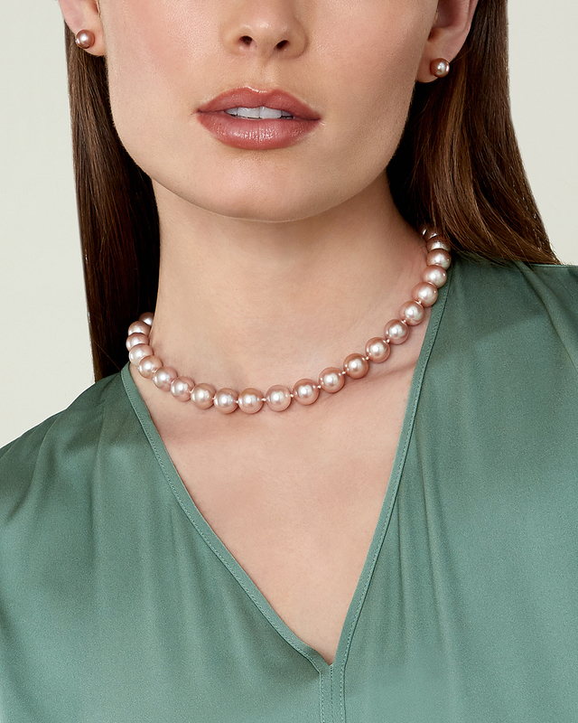 9.5-10.5mm Pink Freshwater Pearl Necklace - AAAA Quality