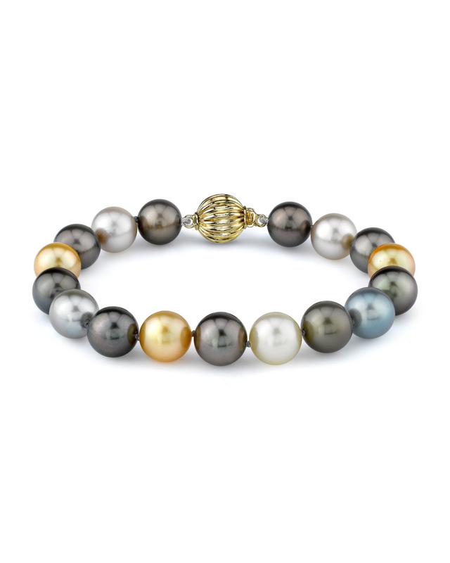 9-10mm Tahitian & Golden South Sea Pearl Bracelet - Model Image