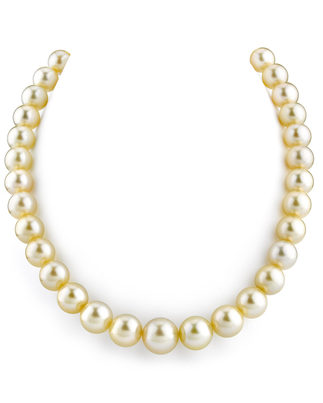 11-13mm Champagne Golden South Sea Pearl Necklace - AAAA Quality