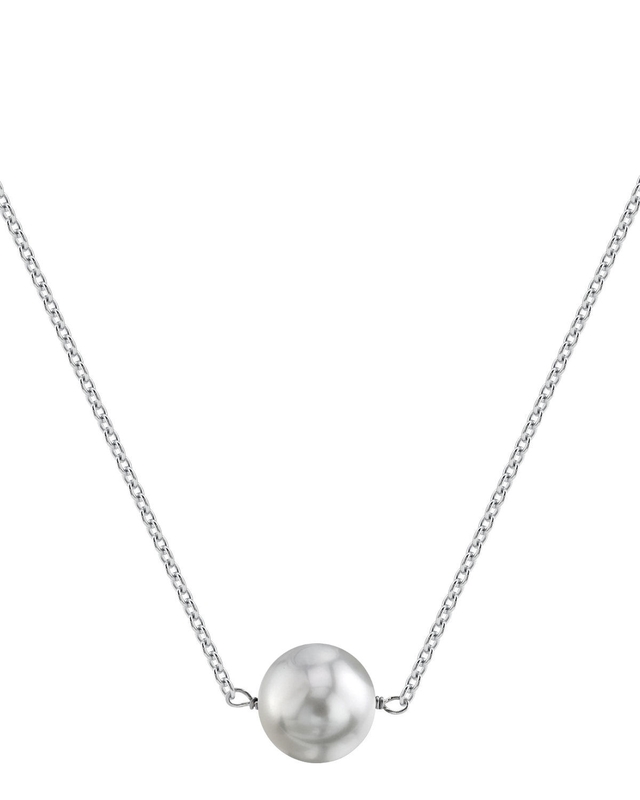 White South Sea Round Solitaire 14K Pearl Necklace