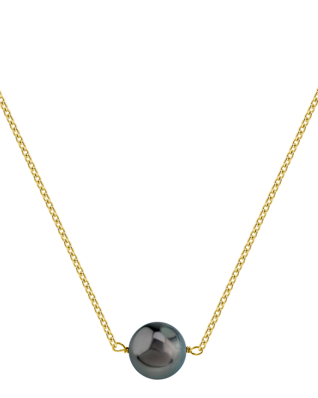 Tahitian South Sea Round Solitaire 14K Pearl Necklace - Third Image