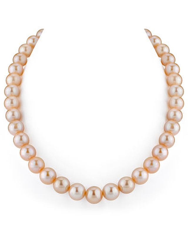 10.5-11.5mm Peach Freshwater Pearl Necklace - AAA Quality