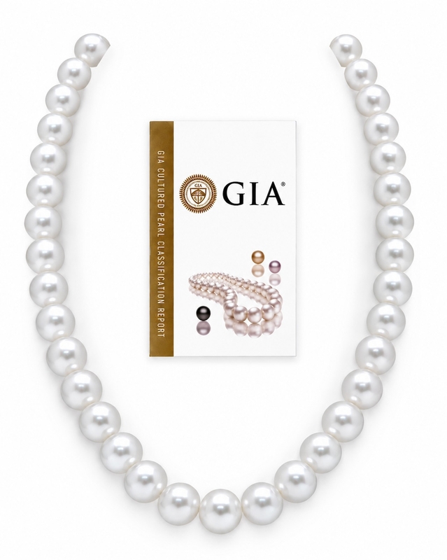 11-13mm White South Sea Round Pearl Necklace AAAA Quality - GIA Certified
