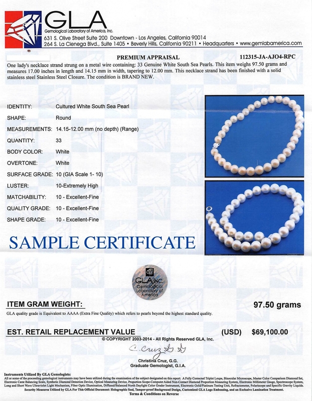 12-14mm White South Sea Pearl Necklace - AAA Quality - Model Image