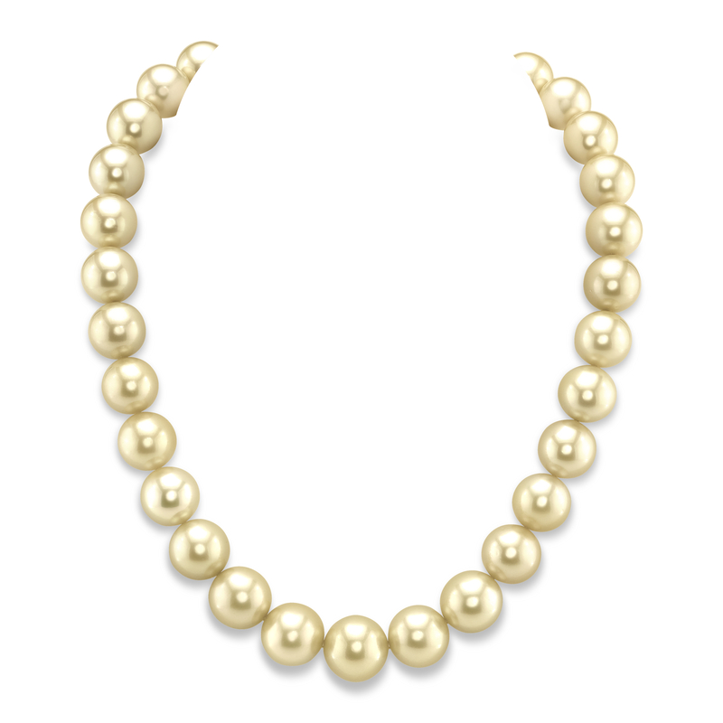 13-16mm Champagne Golden South Sea Pearl Necklace - AAAA Quality