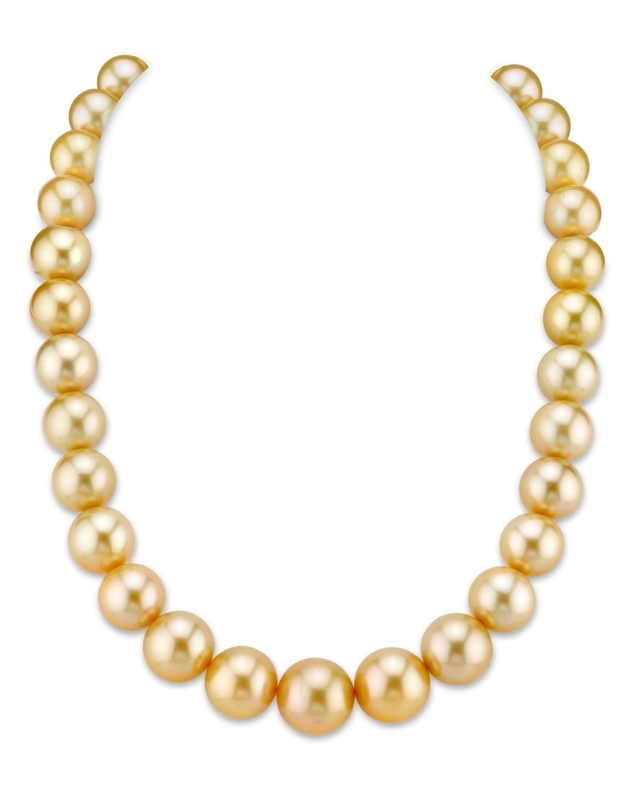 13-15mm Golden South Sea Pearl Necklace - AAAA Quality