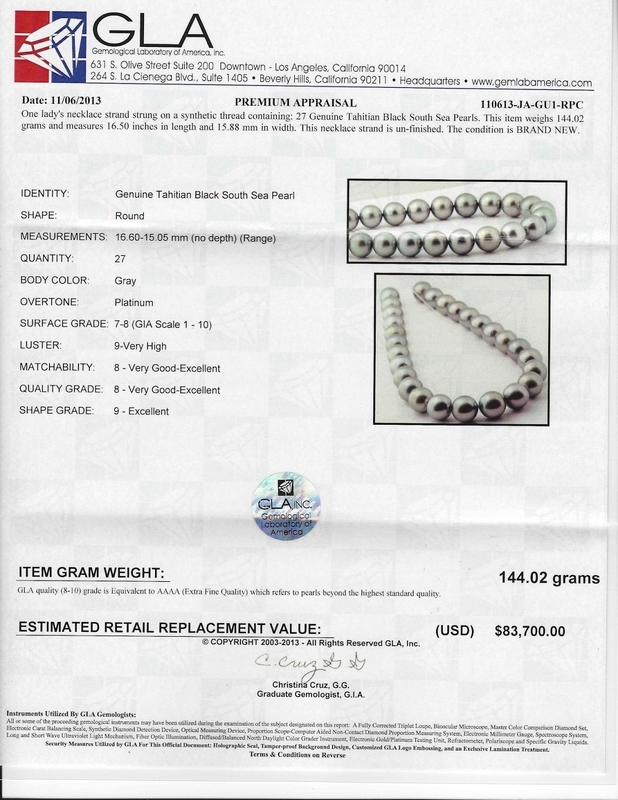 15-16mm Tahitian South Sea Pearl Necklace - Secondary Image