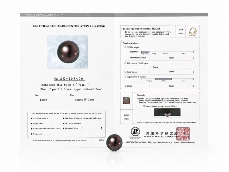 15.1mm Tahitian South Sea Peacock Pearl - PSL Certified