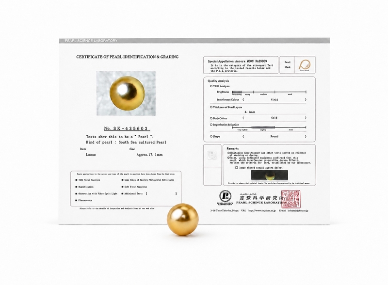 17mm Golden South Sea Loose Pearl - PSL Certified