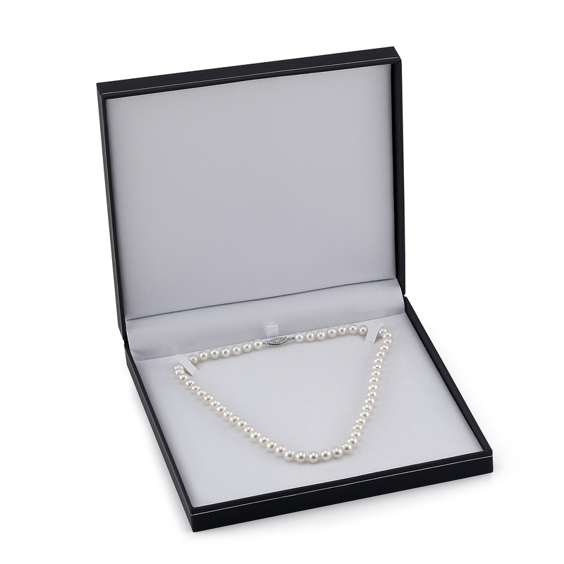 7-7.5mm White Freshwater Choker Length Pearl Necklace - AAAA Quality - Third Image