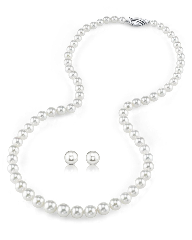 6.0-8.0mm Hanadama Pearl Necklace and Earring Set
