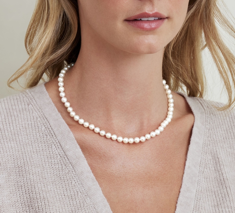 6.5 7.0mm Japanese Akoya White Pearl Necklace AAA Quality