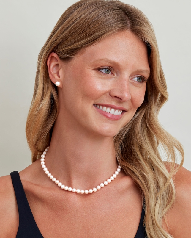 7.0-7.5mm Japanese Akoya White Pearl Necklace- AA+ Quality - Secondary Image