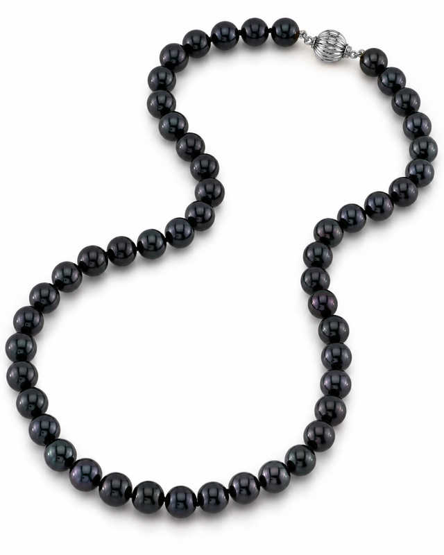 8.0-8.5mm Japanese Akoya Black Pearl Necklace - AA+ Quality