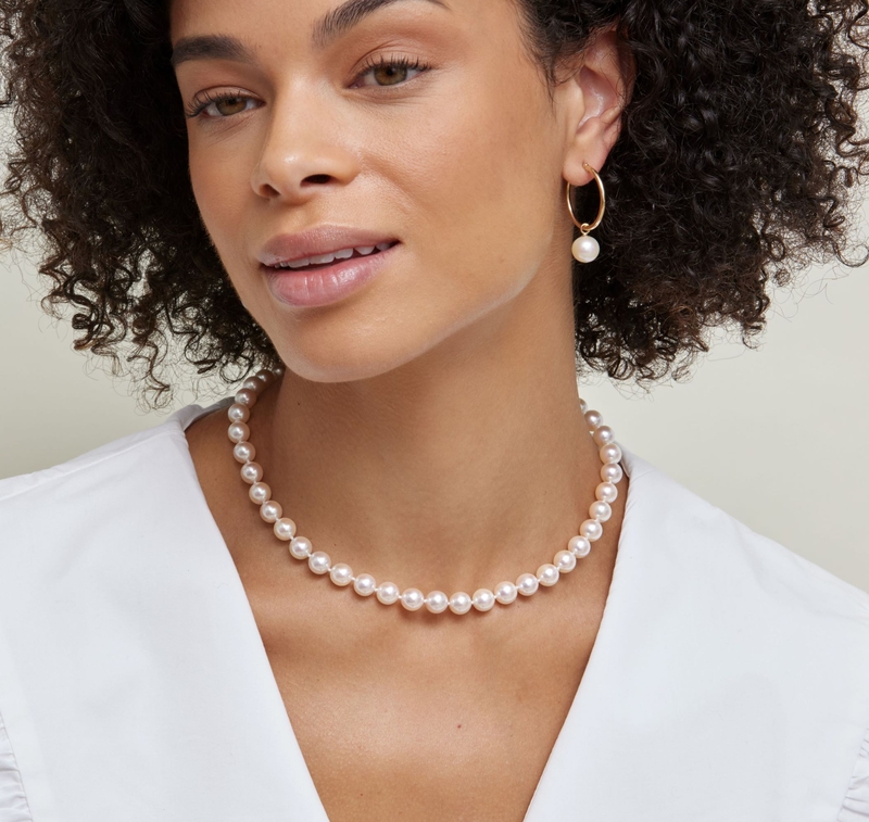 8.0-8.5mm Hanadama Akoya White Pearl Necklace - Secondary Image