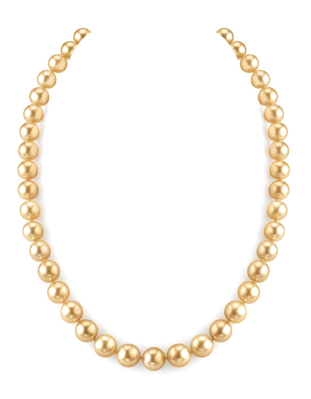 8-10mm Golden South Sea Pearl Necklace - AAA Quality