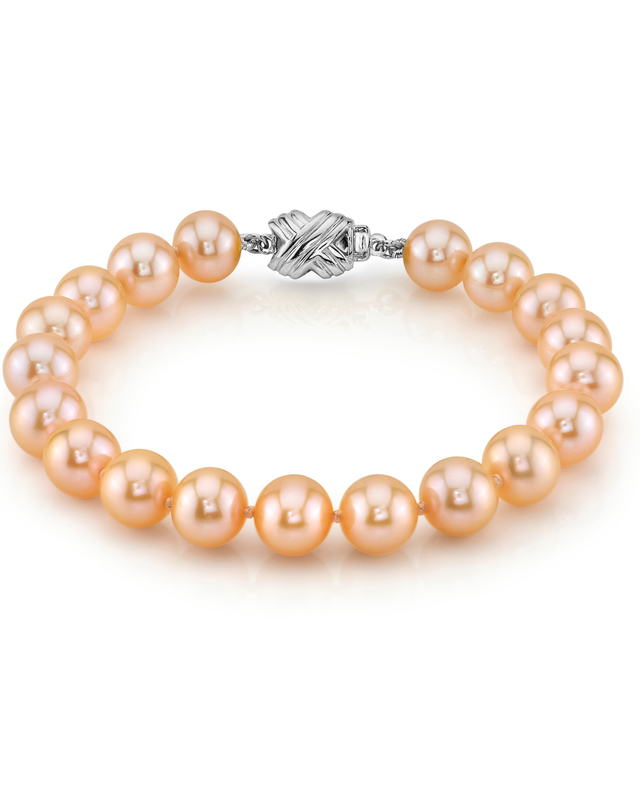 8.5-9.5mm Peach Freshwater Pearl Bracelet - AAAA Quality