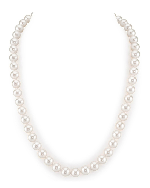8.0-8.5mm White Freshwater Pearl Necklace - AAAA Quality