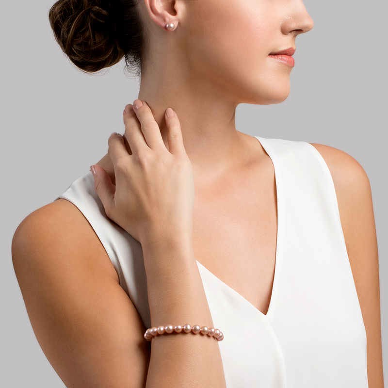8.0-8.5mm Pink Freshwater Pearl Bracelet - AAA Quality - Secondary Image