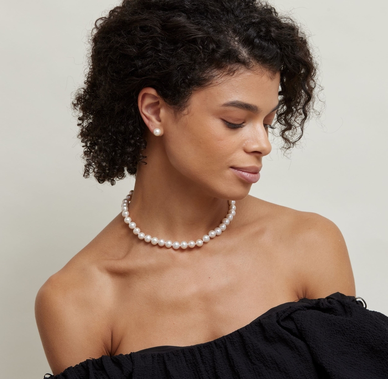 Pearl discount stud necklace