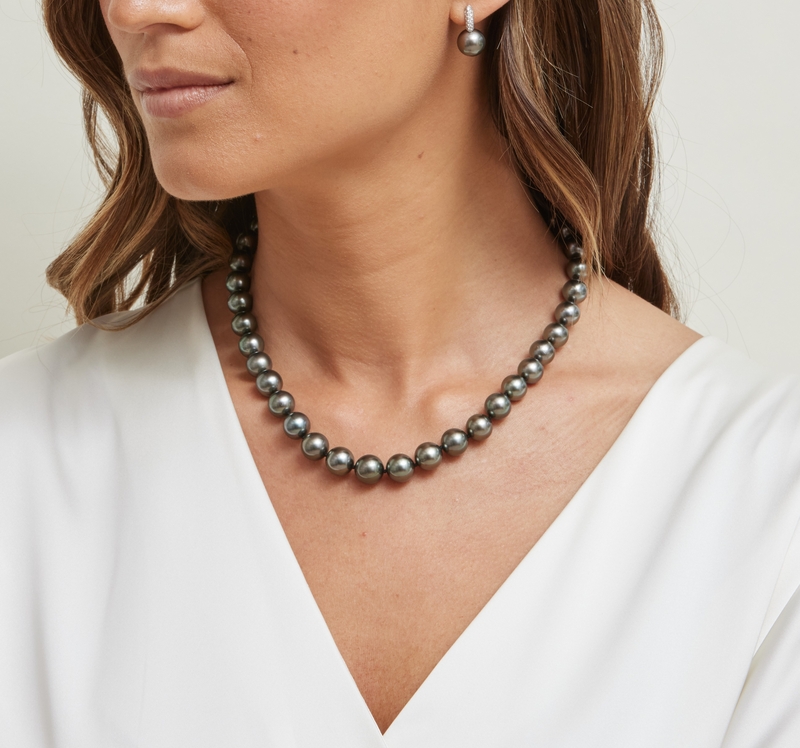 9-11mm Tahitian South Sea Pearl Necklace - AAA Quality - Model Image