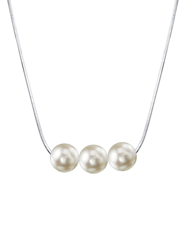 Pearl Moments - 7.5-8.0mm Akoya Pearl Silver Adjustable Chain Necklace - Model Image