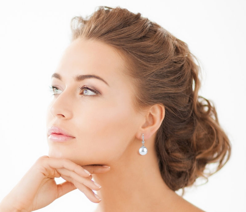 Pink Freshwater Pearl & Diamond Michelle Earrings - Model Image