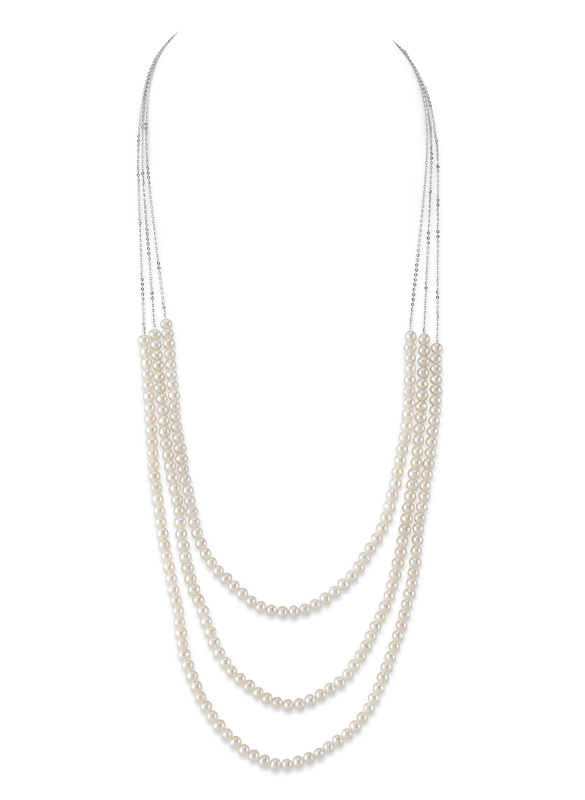 14K Gold Triple Freshwater Pearl and Chain Addie Necklace