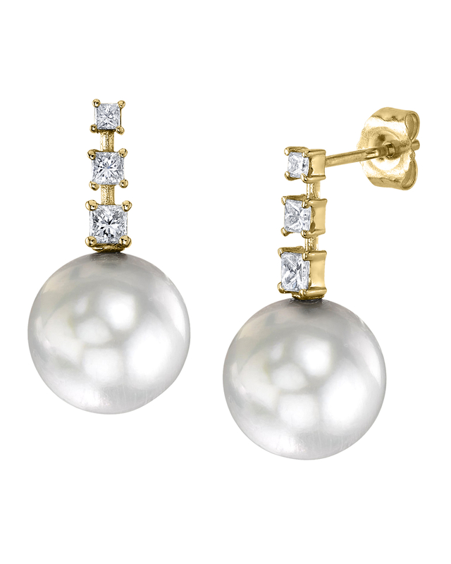 South Sea Pearl & Diamond Dorothy Earrings - Model Image