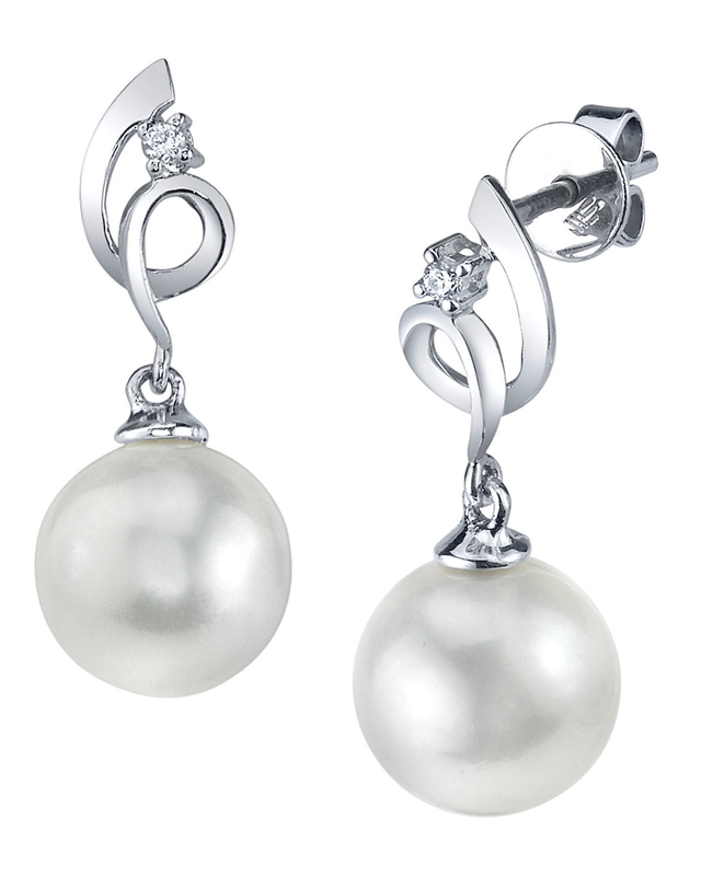 14K Gold Freshwater Pearl & Diamond Symphony Earrings