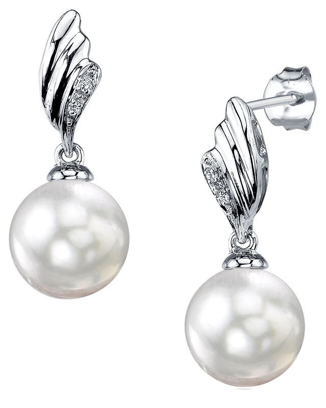 South Sea Pearl & Diamond Lily Earrings