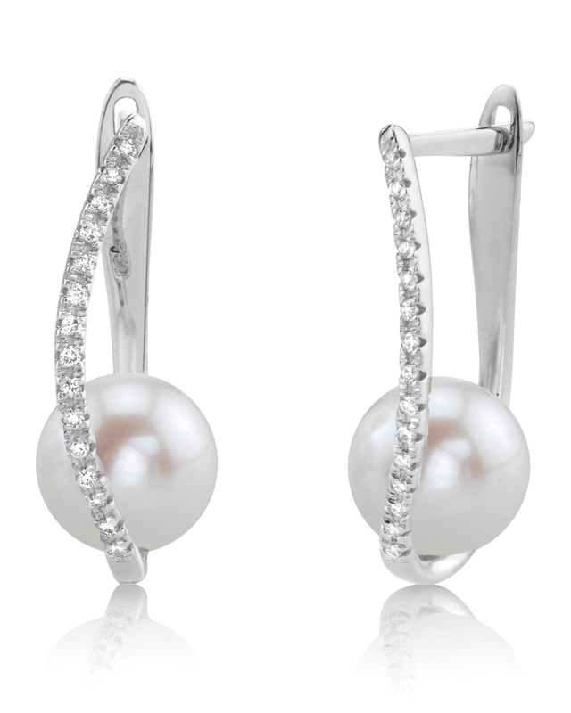 Freshwater Pearl & Diamond Eliza Earrings