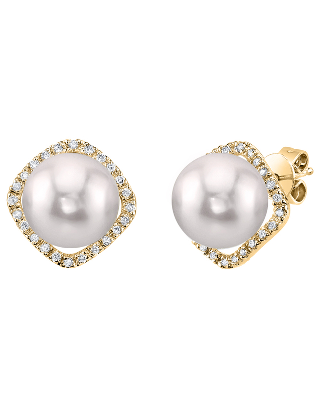 Akoya Pearl & Diamond Ella Earrings - Secondary Image