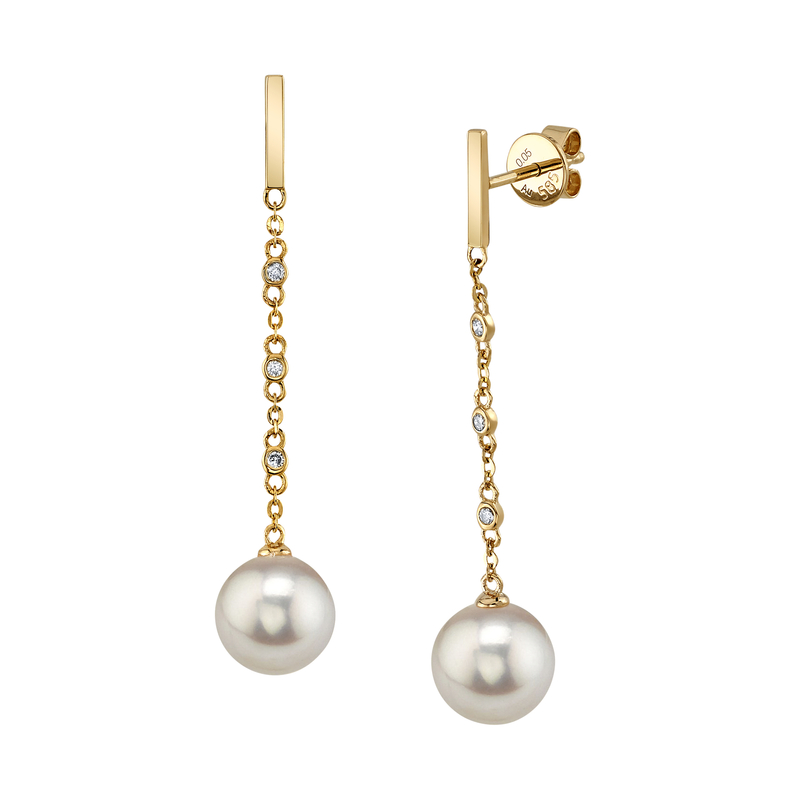 Japanese Akoya Pearl & Diamond Estelle Earrings - Third Image