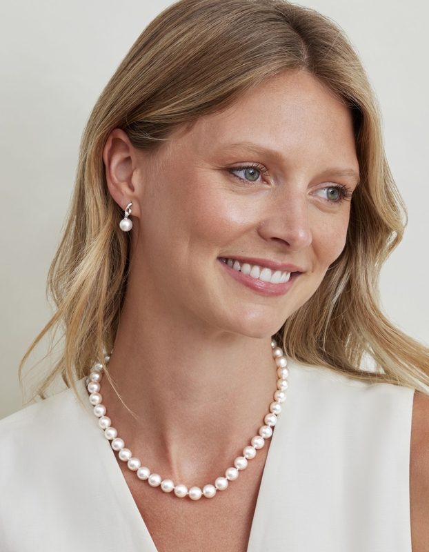 Akoya Pearl & Diamond Lois Earrings - Secondary Image