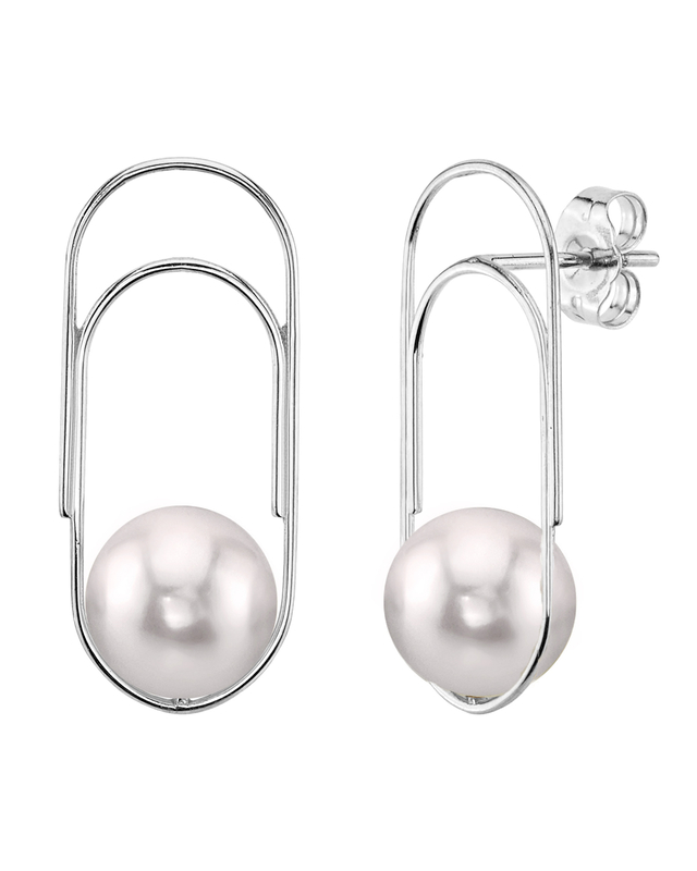 Japanese Akoya Paperclip Pearl Sabrina Earrings