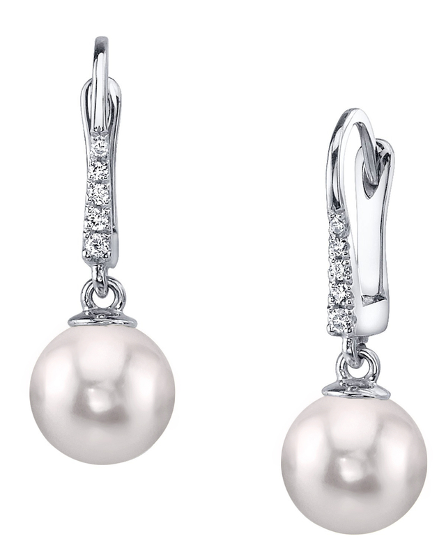 Japanese Akoya Pearl & Diamond Susan Earrings