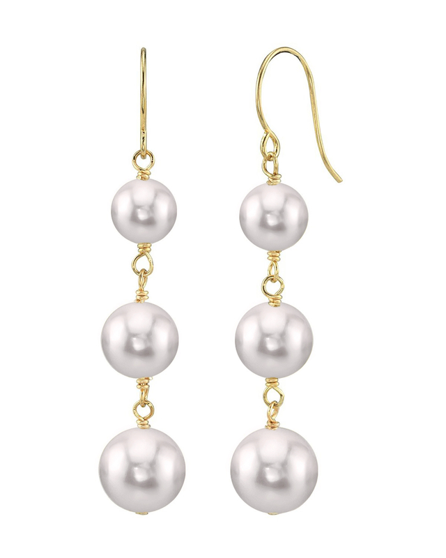 White Akoya Pearl Triple Drop Earrings - Third Image