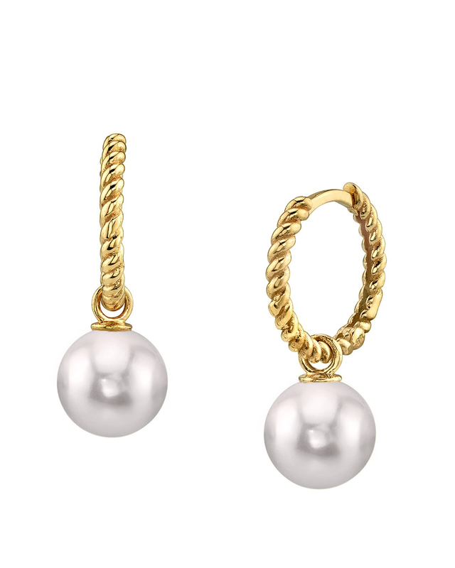 Japanese Akoya Pearl Hoop Via Earrings - Third Image