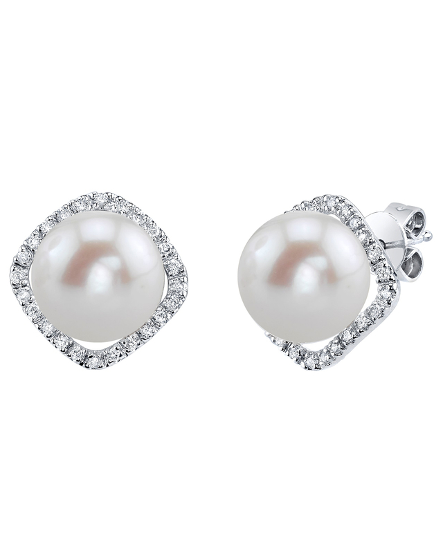 Freshwater Pearl & Diamond Ella Earrings