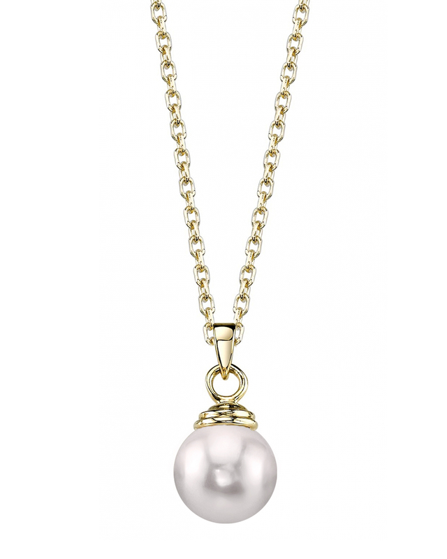 14K Gold Japanese Akoya Pearl Hope Pendant - Third Image