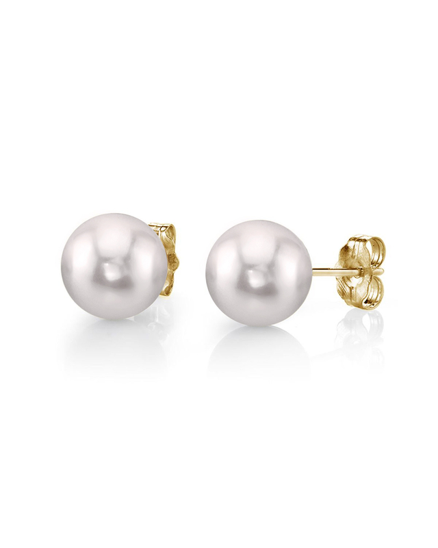 6.0-6.5mm White Akoya Round Pearl Stud Earrings - Third Image