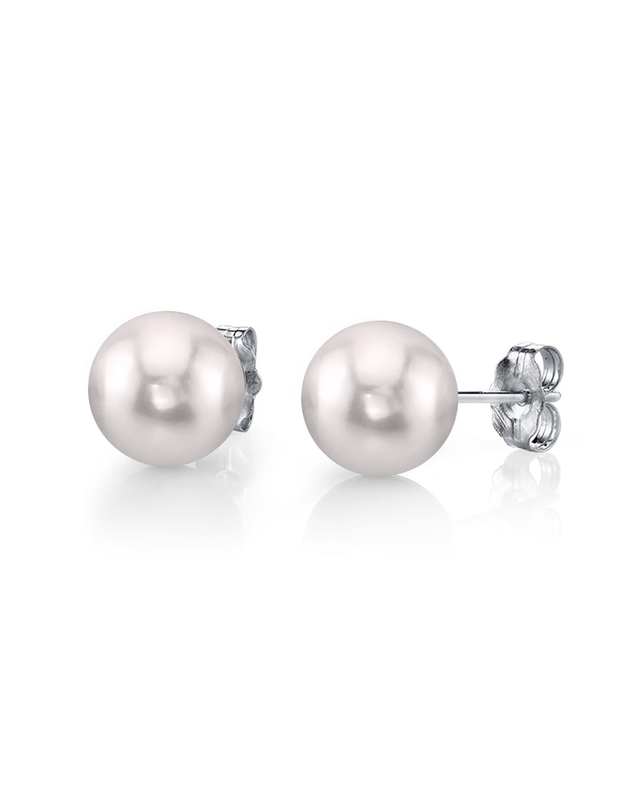 6.0-6.5mm White Akoya Round Pearl Stud Earrings