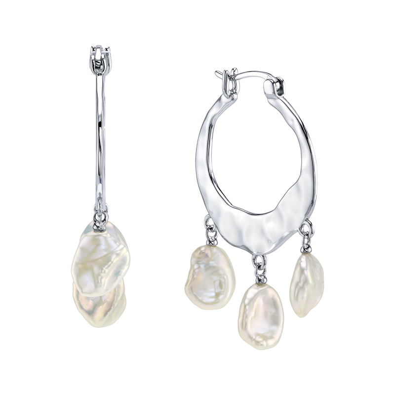 White Freshwater Baroque Pearl Amara Earrings